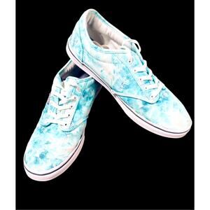 Vans Off The Wall Women's Lace Up Shoes 721356 Blue Green Abstract Size 8